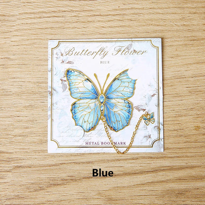 Mini Cute Butterfly Metal Bookmark With Chain And Gold Foil Design, Butterfly Book Page Holder, Vintage Bookmark To Aid Reading