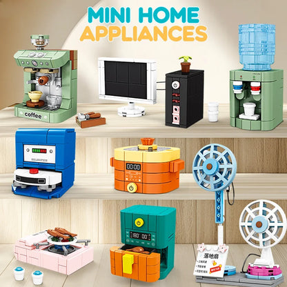 Pretend Play Home Appliance Building Blocks Kids Toys Birthday and Holiday Gift Mini Appliances Set Including Fan Computer Stove