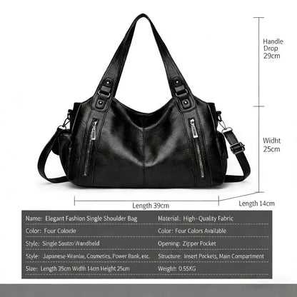 HOMEFISH Soft Interior Compartment Shoulder Bags High Quality Contrasting Colors Bags for Women Fashion Zipper Pu Handbags