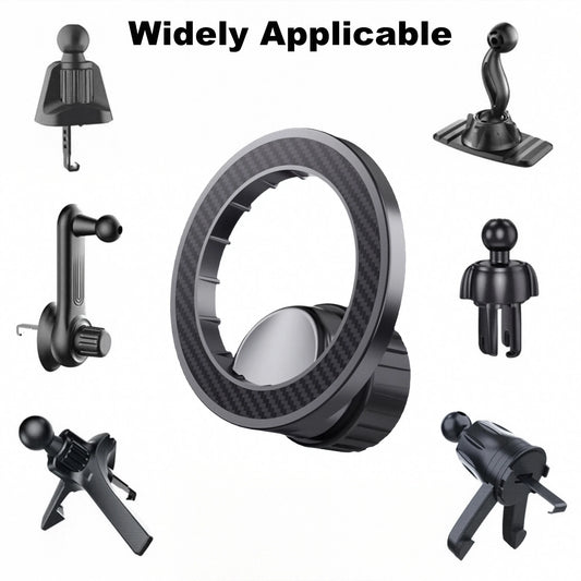 Magnetic Ring Phone Holder Mount 360° Adjustable - 17mm Ball Head Compatible iPhone 17-12 for Car Vent Dashboard Windshield