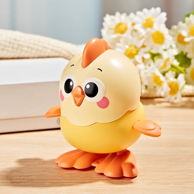 Clockwork toy chick on chain can walk cute animals