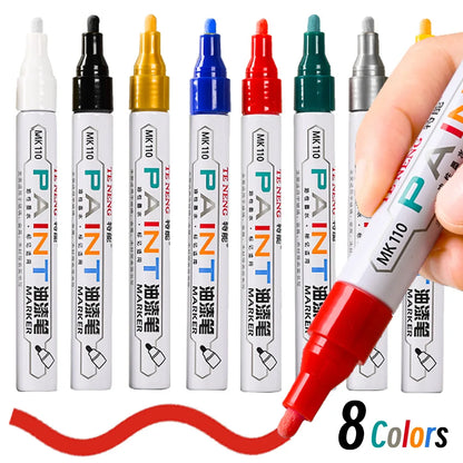 8 Colors Car Scratch Repair Paint Pen Quick Dry Touch Up Paint Repair Pen Waterproof Wheel Tyre Marker Auto Paint Marker Pens