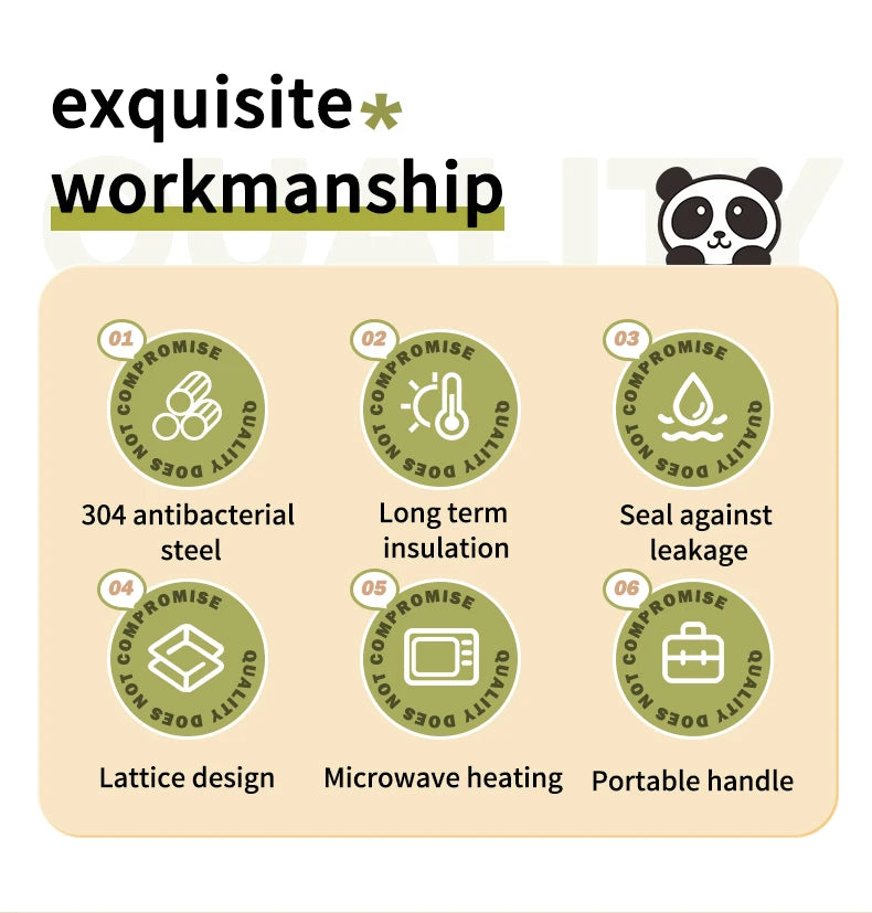 WORTHBUY Portable Sealed Thermal Lunch Box For Kids Stackable Microwave 304 Stainless Steel Bento Box Insulated Food Container