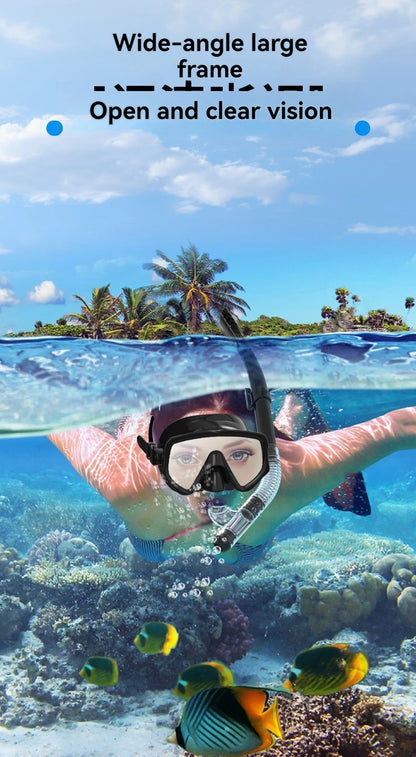 Diving Mask Snorkel Set For Adults Tempered Glass Scuba Professional Panoramic Snorkeling Gear Swimming Training Snorkel Kit