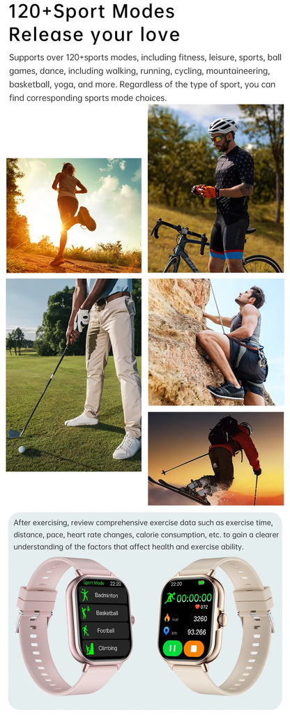 2025 2.01'' Smart Watch Bluetooth Call Play Music Smartwatch Fitness Clock Sport Waterproof Watches for Men Women iPhone Android