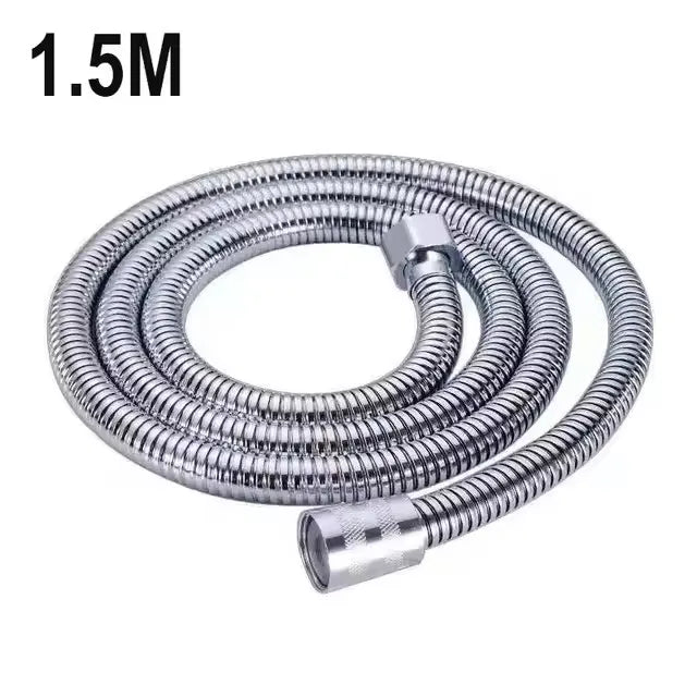 1.5/2/3M Stainless Steel Shower Hose Black/Silver Long Bathroom Shower Water Hose Extension Plumbing Pipe Showerhead Tube