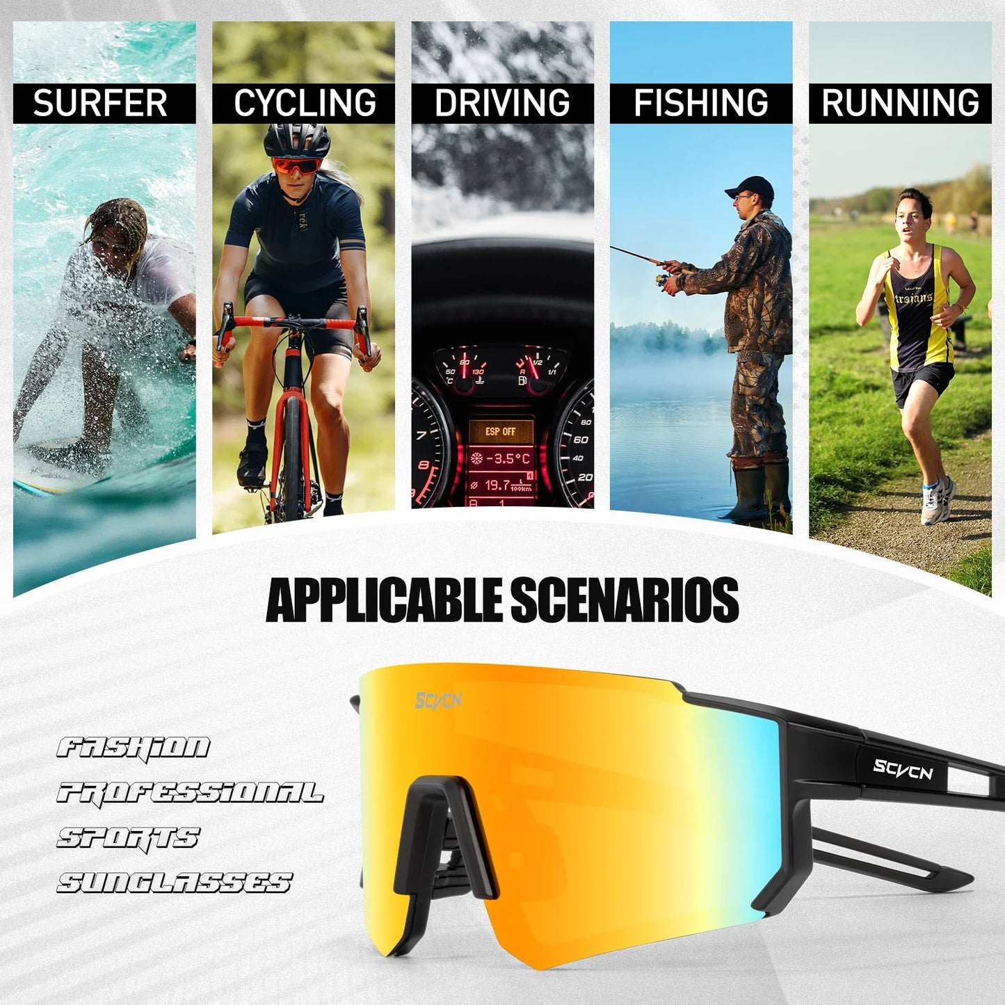 SCVCN Fashion Cycling Glasses Bike Baseball Sunglasses for Men UV400 Sports MTB Outdoor Goggles Bicycle Women Sunglasses Riding