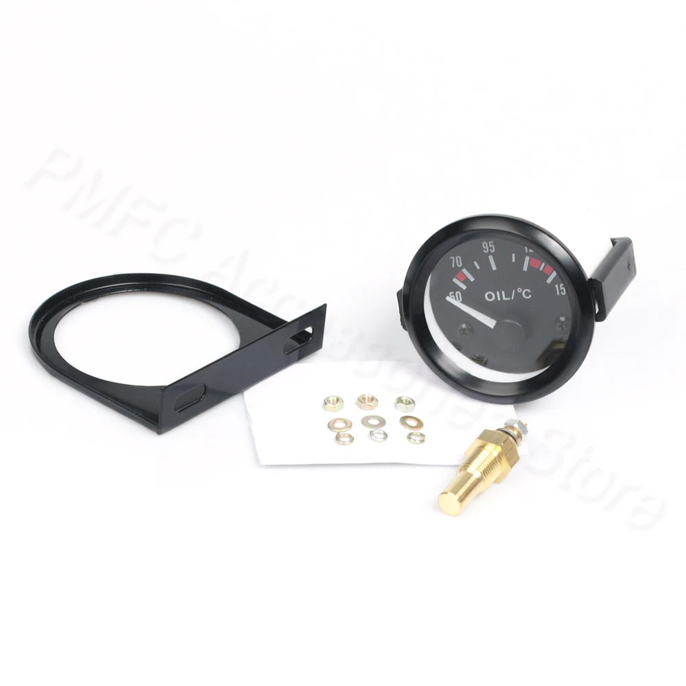 Vehicle Meter 12V Automobile Car Gauge 2" 52mm Water Temp Oil Temp Oil Press Fuel Volts Oil press kg Ammeter Gauge Black Shell