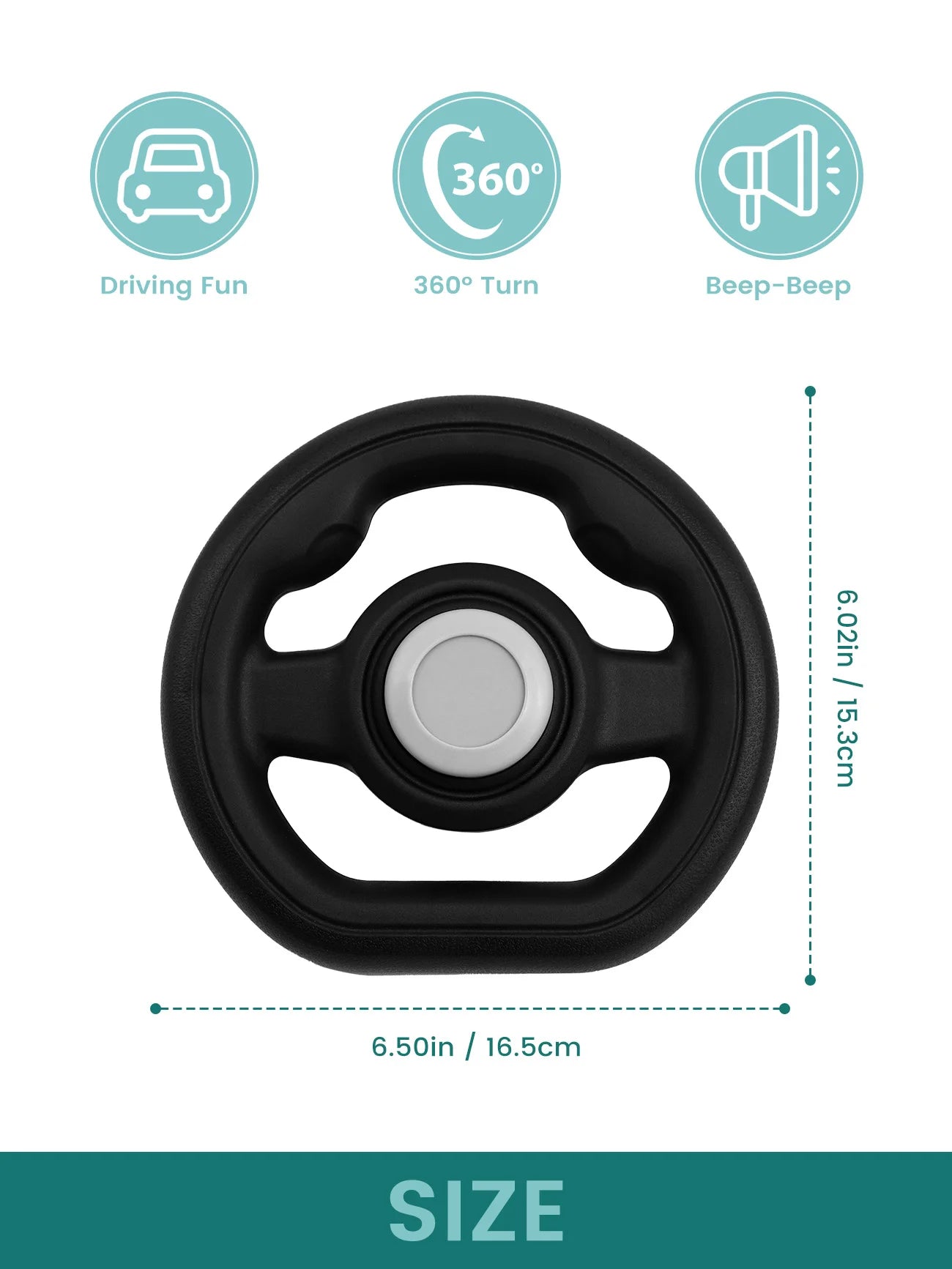 Stroller Steering Wheel Accessory with Honking Sound & 360° Rotation, Engaging Baby Travel Stroller Attachment to Calm Fussy Rid