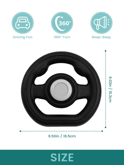 Stroller Steering Wheel Accessory with Honking Sound & 360° Rotation, Engaging Baby Travel Stroller Attachment to Calm Fussy Rid