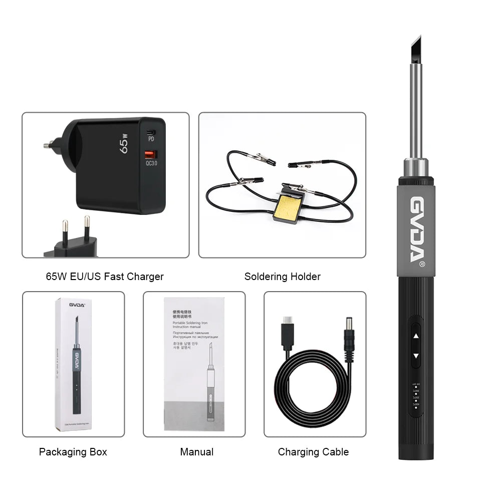 GVDA Electric Soldering Iron Welding Tool Ceramic Heater Welding Solder Rework Station Repair Heat Pencil Portable Soldering Pen