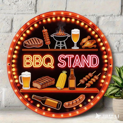 Retro-Style Neon Light Bar Metal Sign - Colorful Beverage Bottle Design | Round Aluminum Plaque | Perfect for Beach Villa