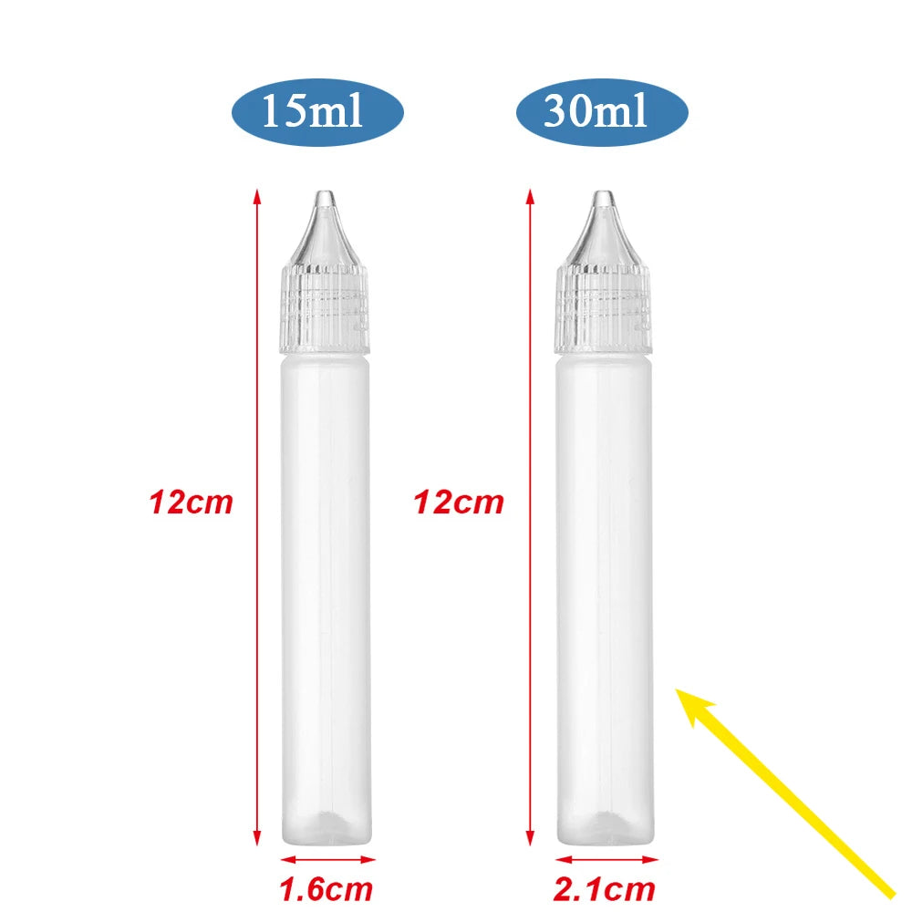 5Pcs/set 15ml/30ml White Plastic Glue Applicator Needle Squeeze Bottles For Paper Quilling DIY Craft Supplies