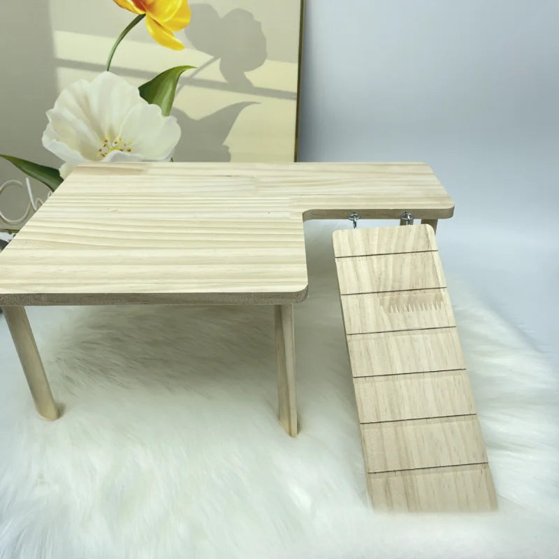 Hamster Wooden Play Platform Ladder Small Animal Climbing Stair Jumping Shelf Cage Toy for Dwarf Hamster Mice