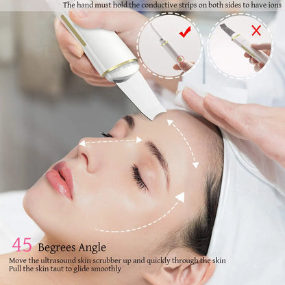 Ultrasonic Skin Scrubber Face Spatula Pore Cleaner Blackhead Remover Shovel Skin Care Tool for Facial Lifting and Deep Cleansing
