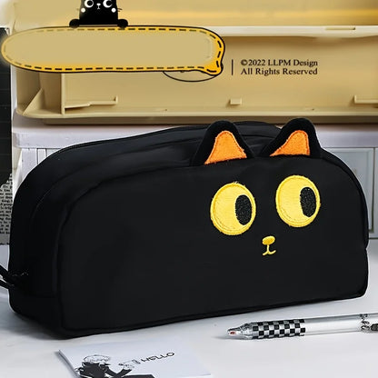 Cute 3D Black Cat Pencil Case-Large Capacity Polyester School Supplies,Cute Cat Lover Gift for Students & Office (Paw Design)