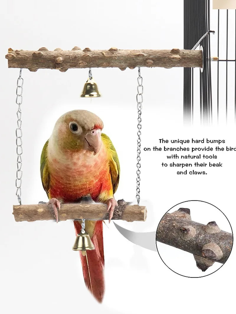 Pepper Wood Parrot Stand Pole Double Layer Toy for Bird Tiger Skin Claw Grinding Beak Grinding Stand Pole Bird Cage Accessories