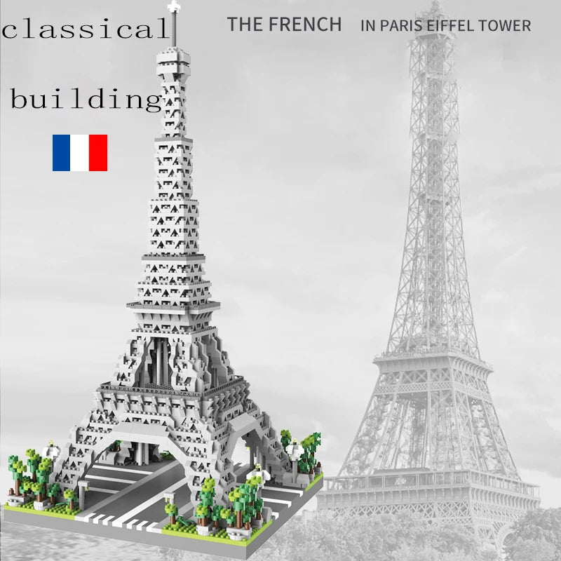 Paris Eiffel Tower children's puzzle micro particle block assembly landmark building model ornament boy toy high difficulty