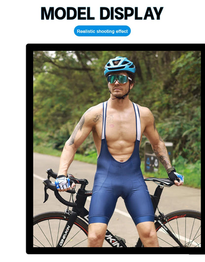 X-TIGER Blue Pro Men's Cycling Bib Shorts Bretelle Cyclist MTB Road Tights Bicycle Clothing ST-MULTI Cushion For 7 Hours Riding