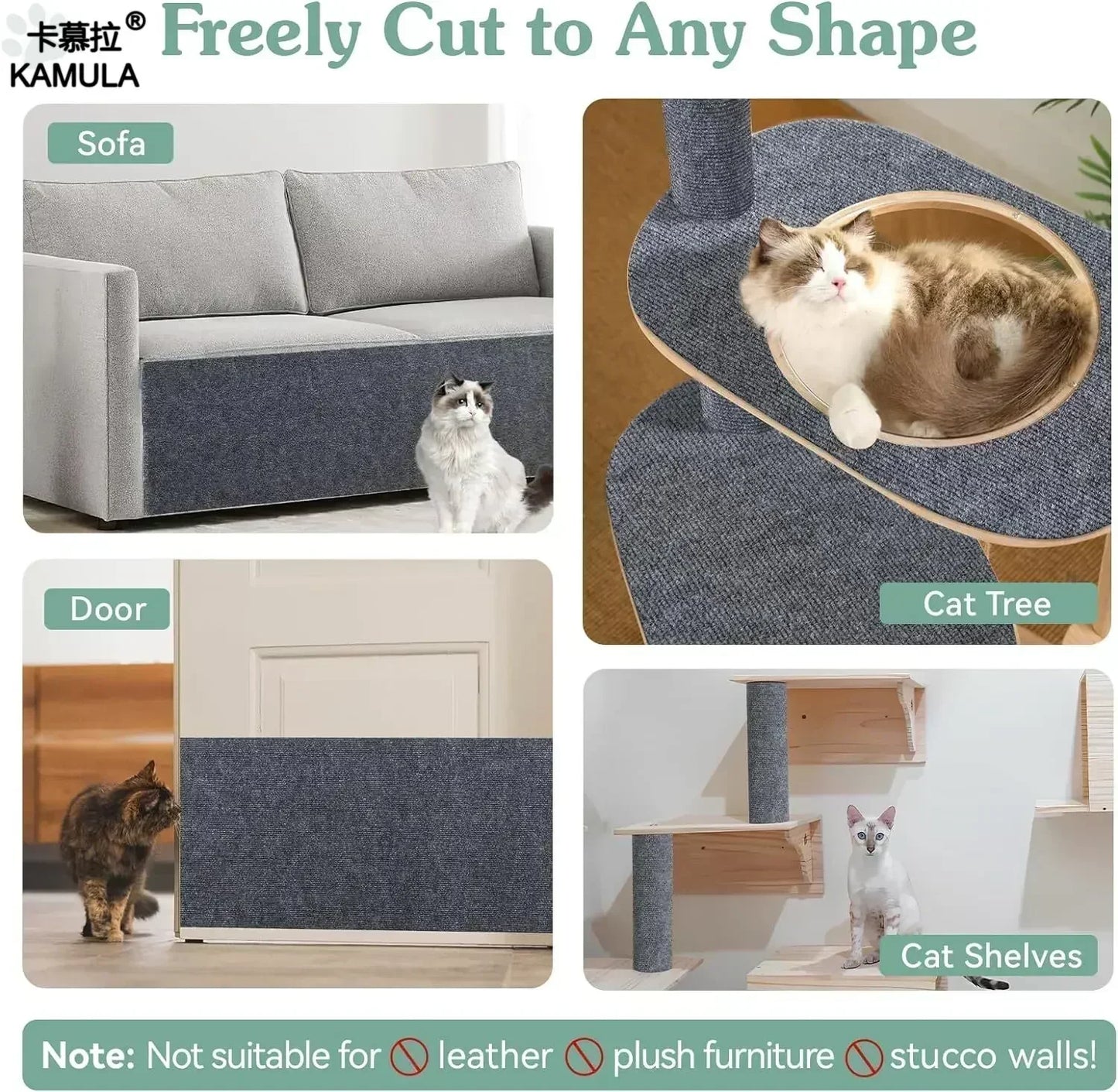 Trimmable Cat Scratching Mat Self-Adhesive Carpet Mat Pad Anti Cat Scratcher Furniture Couch Corner Indoor Sofa Wall Protector