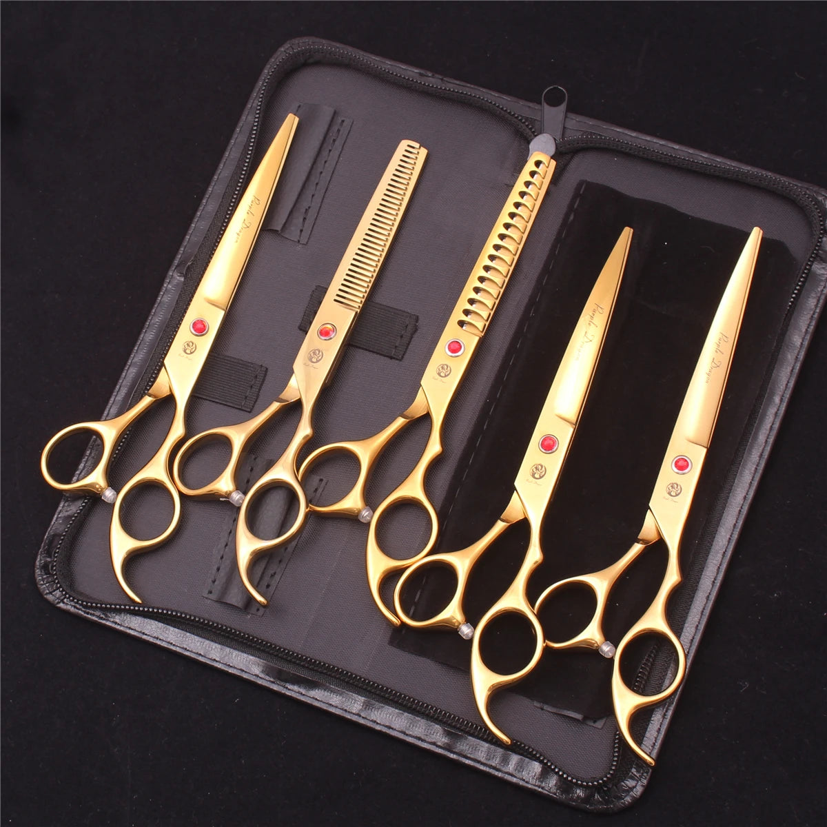 Pet Grooming Scissors Purple Dragon Japan Stainless Pink Curved Scissors For Dogs Dog Thinning Scissors Pet Chunker Shears Z3003
