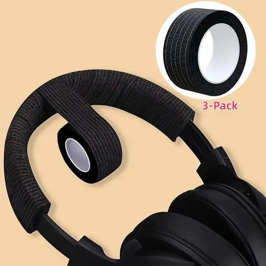 3-Pack Tearable Headphone Headband Protector Tape, Anti-Aging Peeling Repair Strip for Over-Ear Headsets, Durable Fiber Material