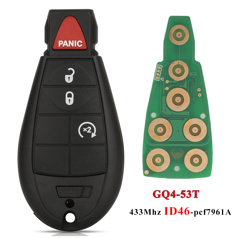 jingyuqin GQ4-53T Fobik Remote Car Key 433MHz ID46-PCF7961A Chip for Dodge RAM 1500 2500 3500 4500 2013-2018 56046953 68159655