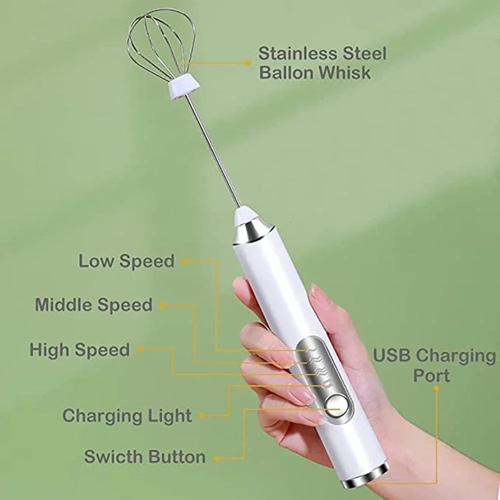 TINSOL  Electric Milk Frother Mini Handheld Wireless Powerful USB Rechargeable Convenience Coffee Milk Whipping Kitchen Whisks