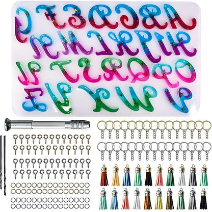 Alphabet Silicone Mold for Epoxy Resin Kit Mixed Style Letters Resin Casting Mold Set DIY Keychain Pendant Jewelry Making Tools