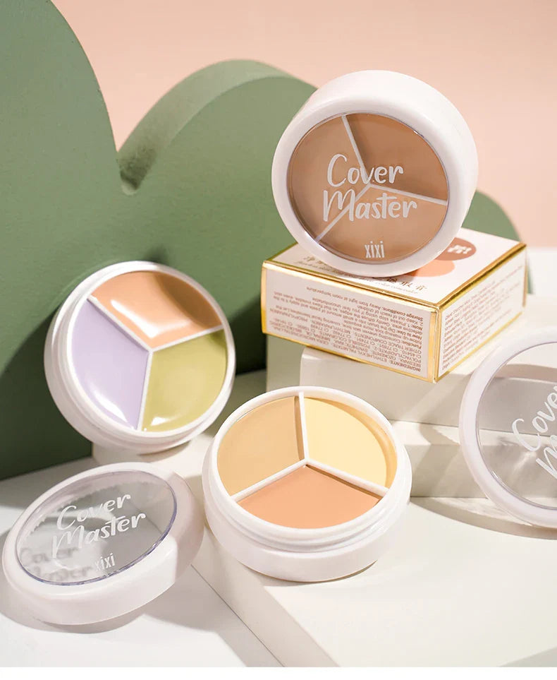 XIXI Pure Holding Makeup Three Color Concealer Spot Acne Print Repair Foundation Dark circles are not easy to stick powder
