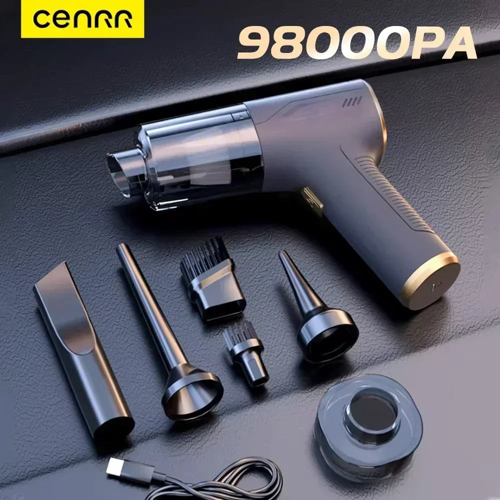 CENRR 98000PA Powerful Mini Car Vacuum Cleaner Cordless Wireless Car Cleaner HandHeld Portable Vacuum Cleaner Air Gun