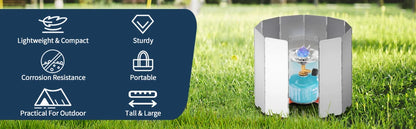 YANBIGUO Tall Stove Windscreen-Gas/Butane Burner Windshield-Aluminum Camping Stove Compact Folding,Outdoor Cooker Wind Shield
