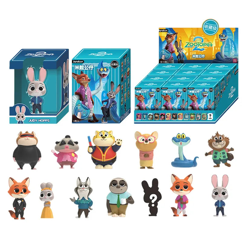 JANDOOM Disney Zootopia Judy Hopps Nick Wilde Bogo Clawhauser Anime Figur Model Rice Grain Doll Blind Box Toys Birthday Gifts