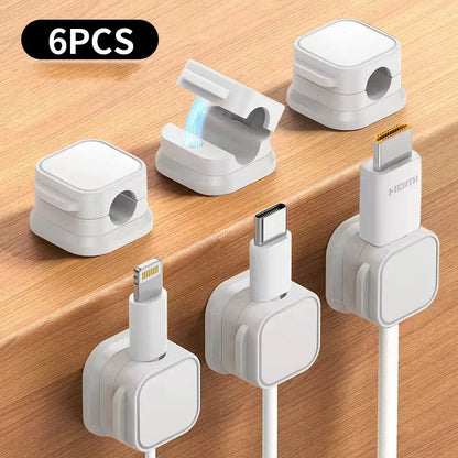 12/ 6PCS Magnetic Cable Clips Cable Smooth Adjustable Cord Holder Under Desk Cable Management Wire Keeper Cable Organizer