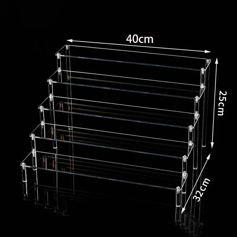 1-5 Tier Acrylic Display Stand Perfume Doll Clay Figurine Blind Box Storage Rack Transparent Ladder Makeup Organization W-2