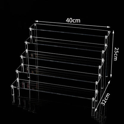 1-5 Tier Acrylic Display Stand Perfume Doll Clay Figurine Blind Box Storage Rack Transparent Ladder Makeup Organization W-2