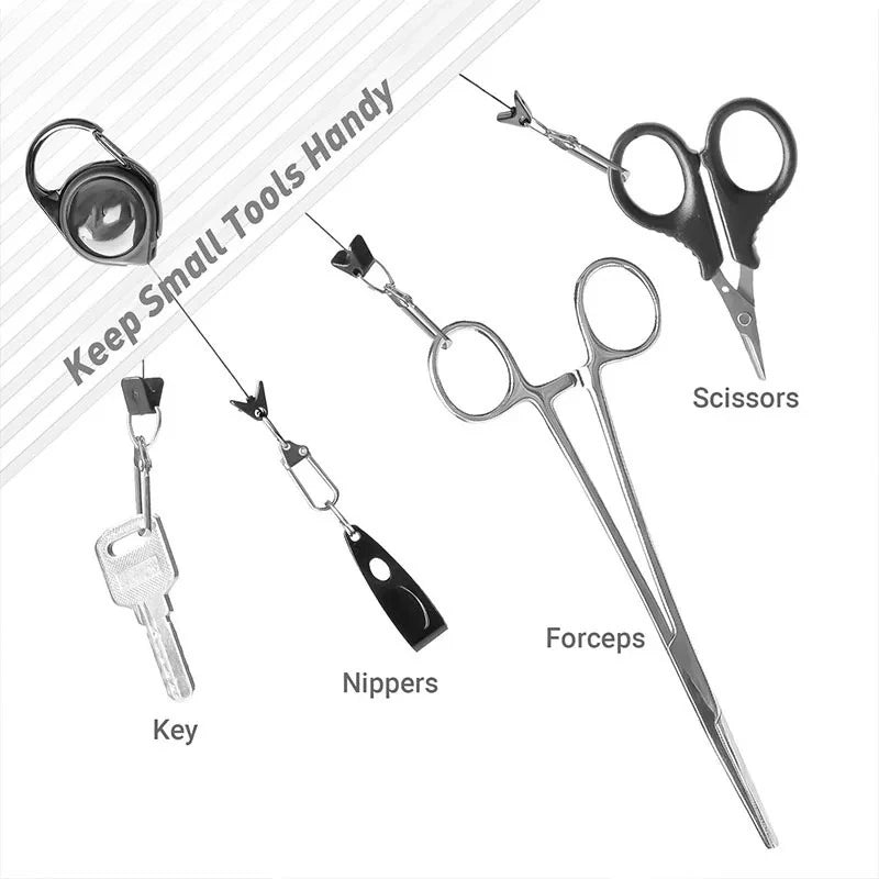 Retractable Heavy Duty Pull Reel Carabiner Strong Steel Wire Rope Buckle Spring Key Ring Outdoor Sporty attachment Keychain Tool
