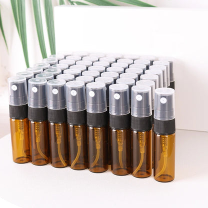 Hot sale 50/batch 3ml brown glass perfume bottle cologne essential oil ultra fine mist spray bottle mini travel essential