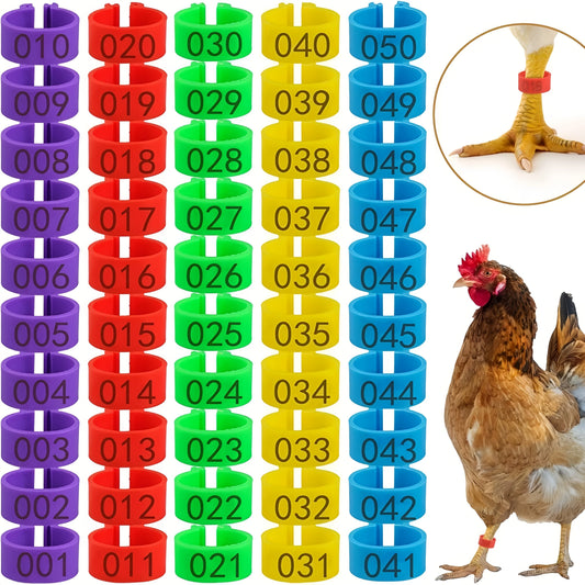 Farm Tag Rings, Chicken Leg Bands with Number Identification Hens Roosters, Poultry Foot Tags Breeding Chickens, Ducks, Geese