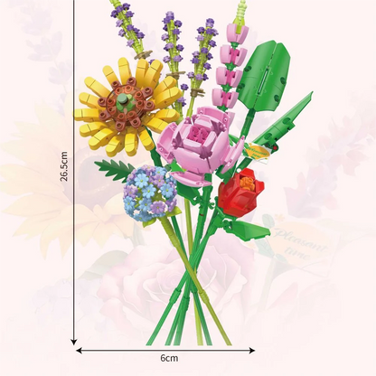KNEW BUILT Flower Bouquet 3D Model Toy Mini Build Blocks for Girl Plant Potted Assemble Brick Decoration Holiday Girlfriend Gift