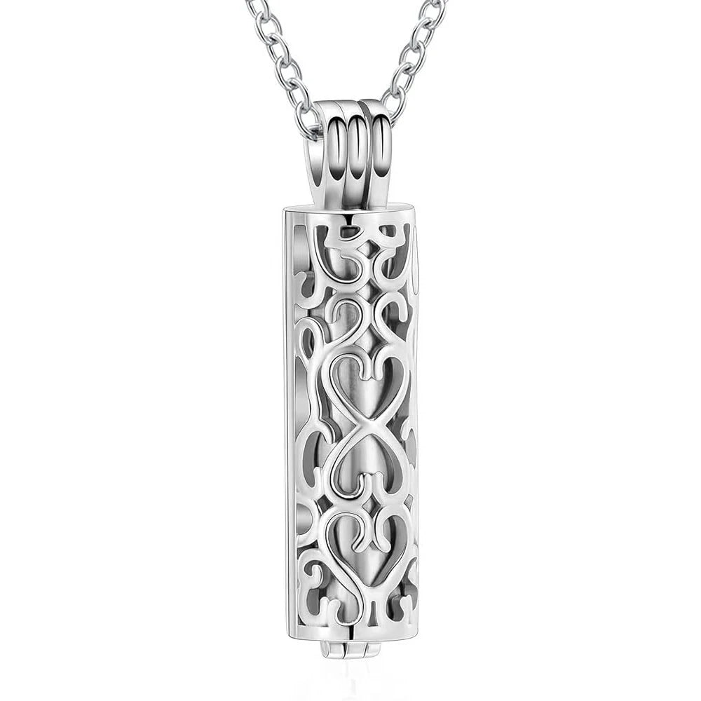 Hollow Cylinder Vial Urn Necklace for Ashes for Women Men Cremation Jewelry Keepsake Memorial Human Pet Ashes Pendant
