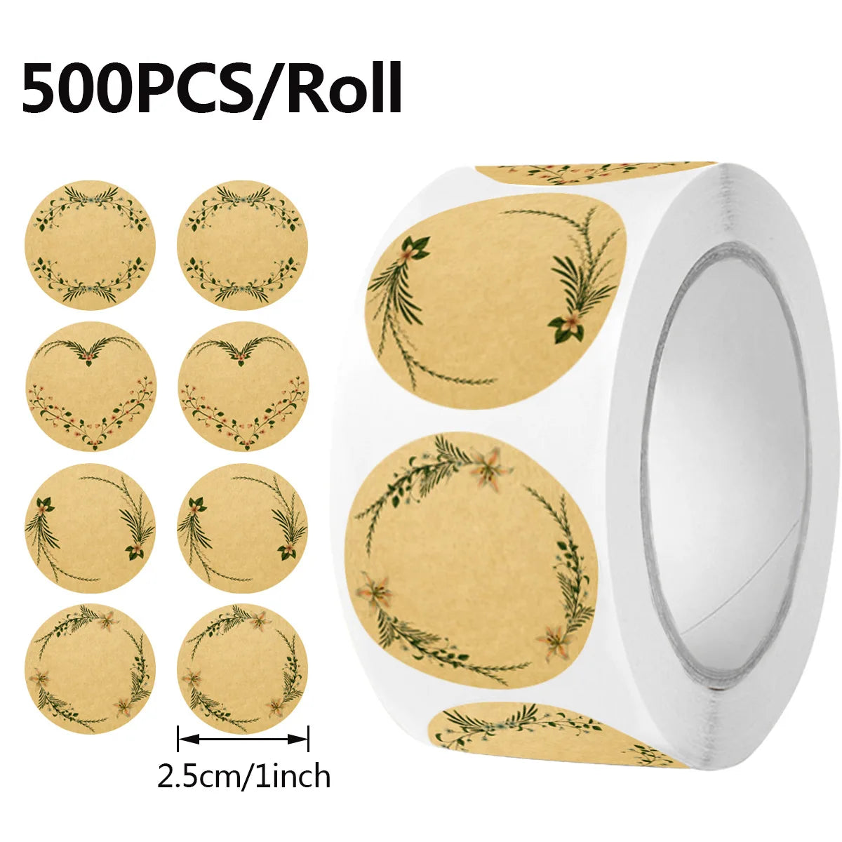 500pcs Round Floral Thank You Stickers Canning Labels for Food Containers Jars,Gift Baking Packing Decor,Can write