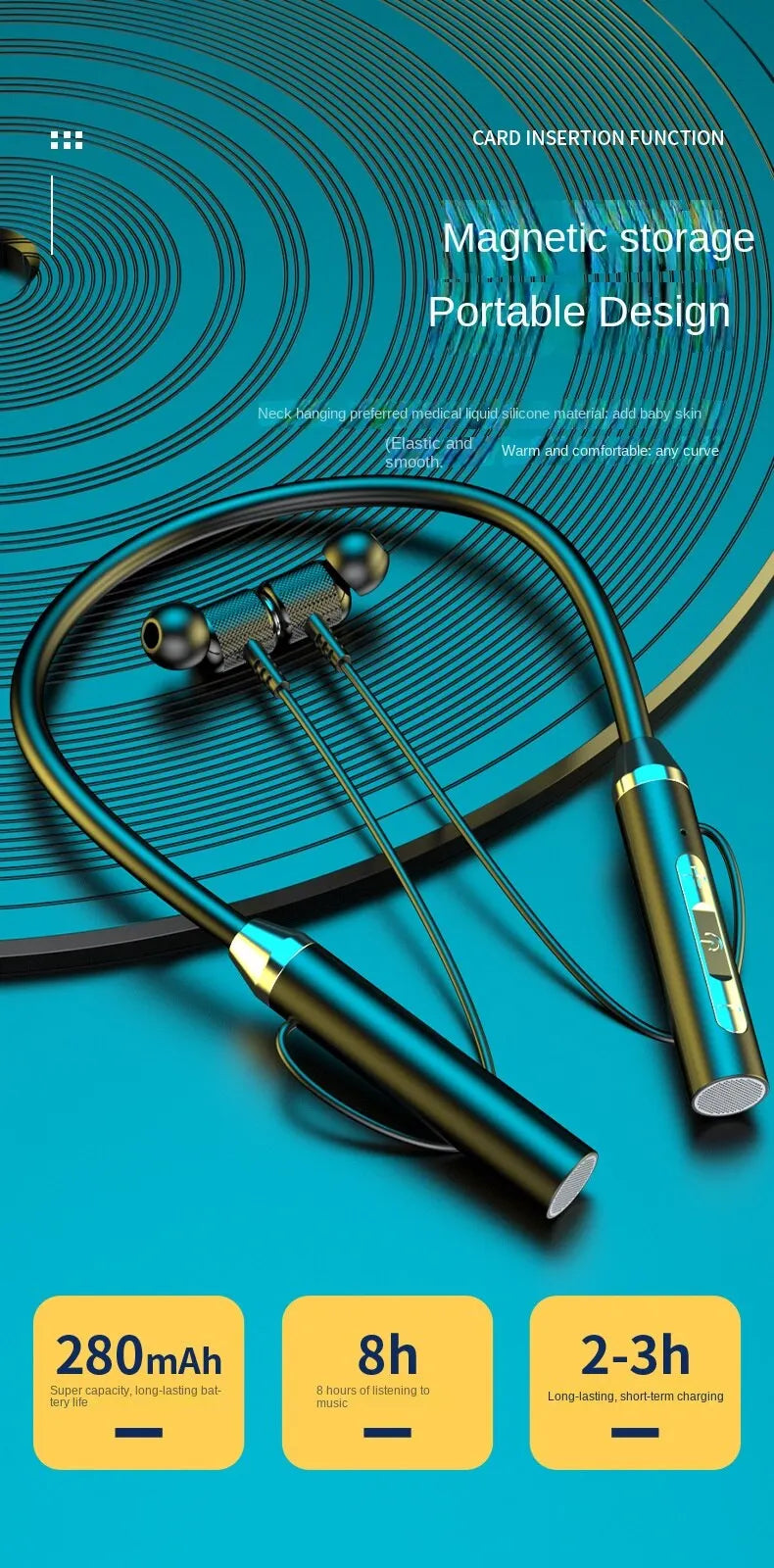 9D Bluetooth Earphones Wireless Headphones Magnetic Sport Neckband Neck-hanging TWS Earbuds Wireless Blutooth Headset with Mic