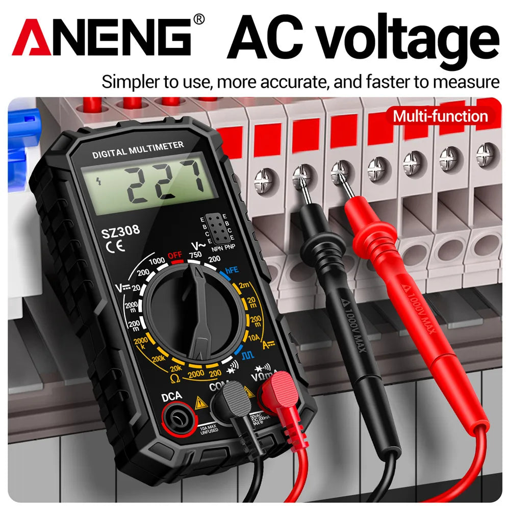ANENG SZ308 1999 Count Digital Multimeter AC/DC High-Precision Multi-function Voltage Current Resistance Multimeter Tester Tools