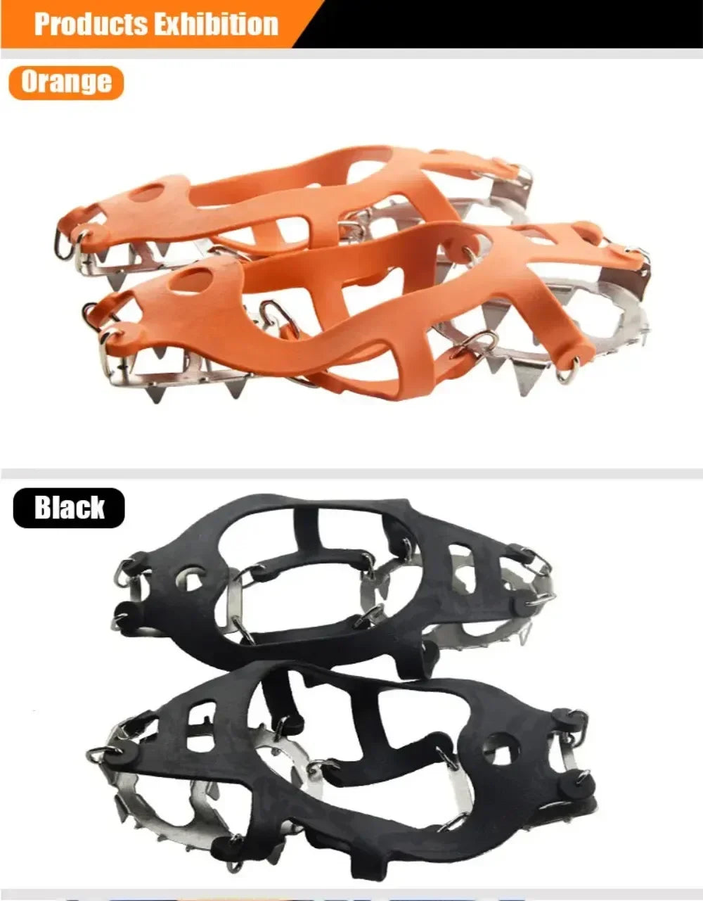 1Pair Professional Climbing Crampons 18 Studs Anti-Skid Ice Snow Walking Shoes Spike Grip Winter Outdoor Equipment Camping Gear