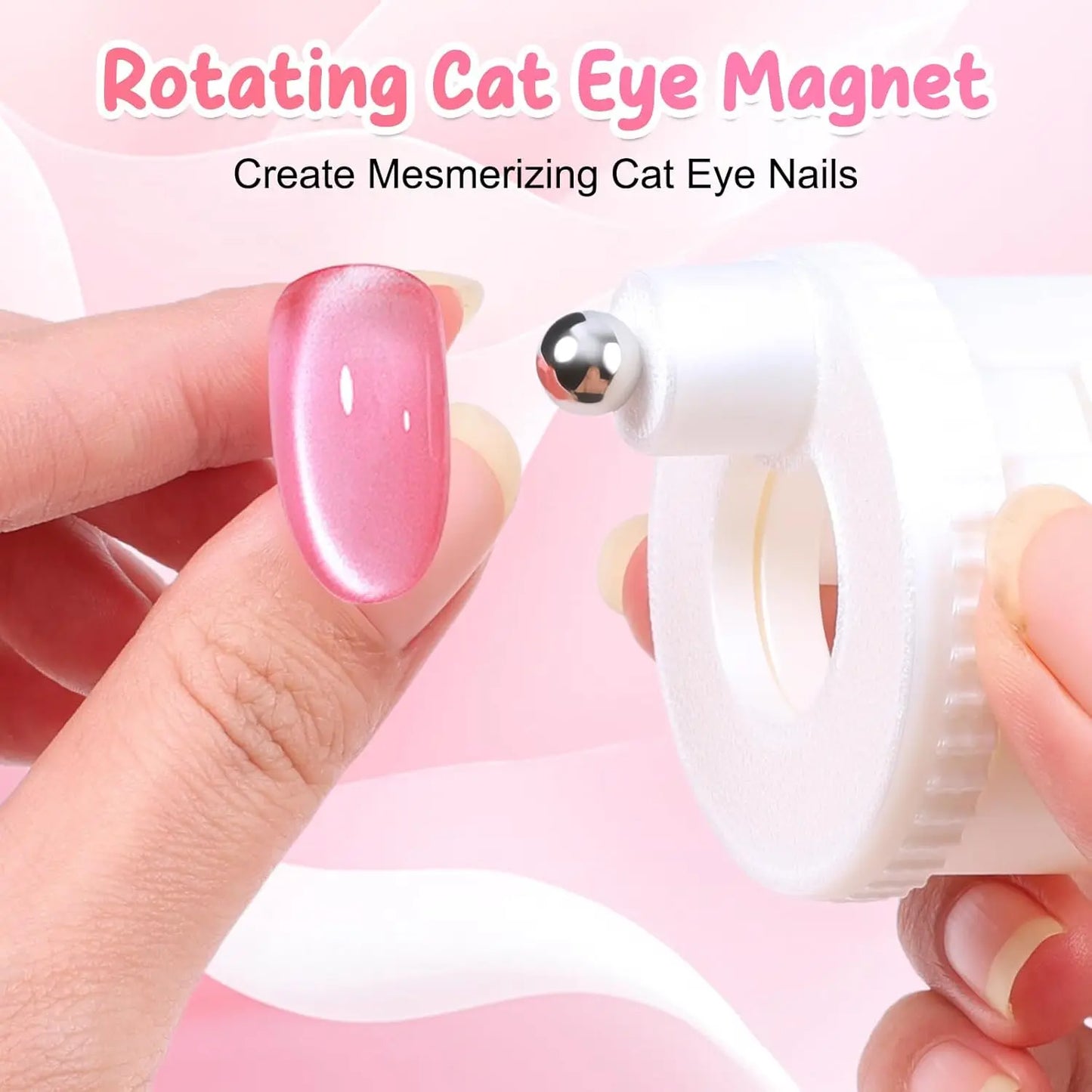 Rotating Cat Eye Nail Magnet Wide Light Glass Bead Effect Multifunctional Strong Automatic Nail Art Magnetic for Gel Nail Polish