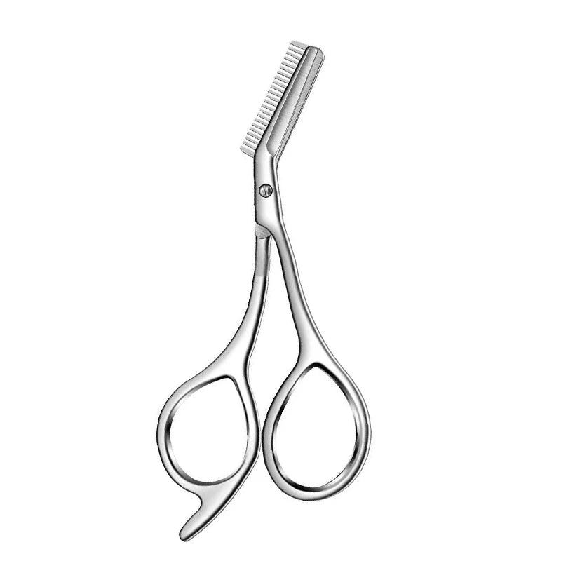 Professional Stainless Steel Eyebrow Scissors with Comb Hypoallergenic Ergonomic Two-Handed Design Precision Shaping & Grooming