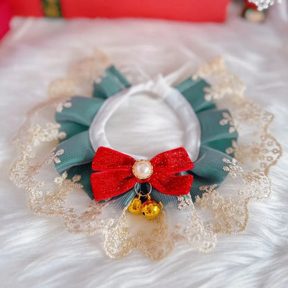 Christmas Pet Collars Cat Dog Christmas Decorations Pet Lace knitting Necklaces Wool Scarf New Year Gift Cat Puppy Accessories