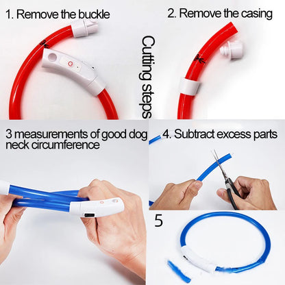 New Dog Luminous Collar Bright Dog Collar Glowing Led Light Dog Collar Light Night Safety GXQ02