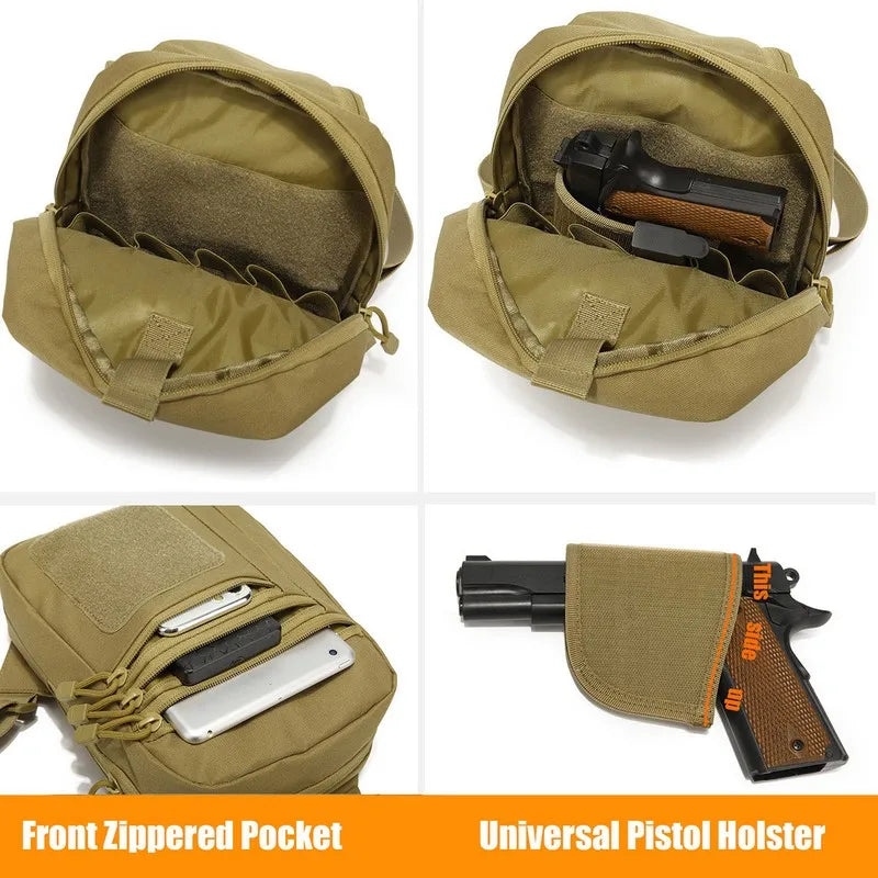 New Tactical Chest Bag Pistol Holster Concealed Gun Carry Pouch Crossbody EDC Pack Convertible Backpack For Hunting Camping